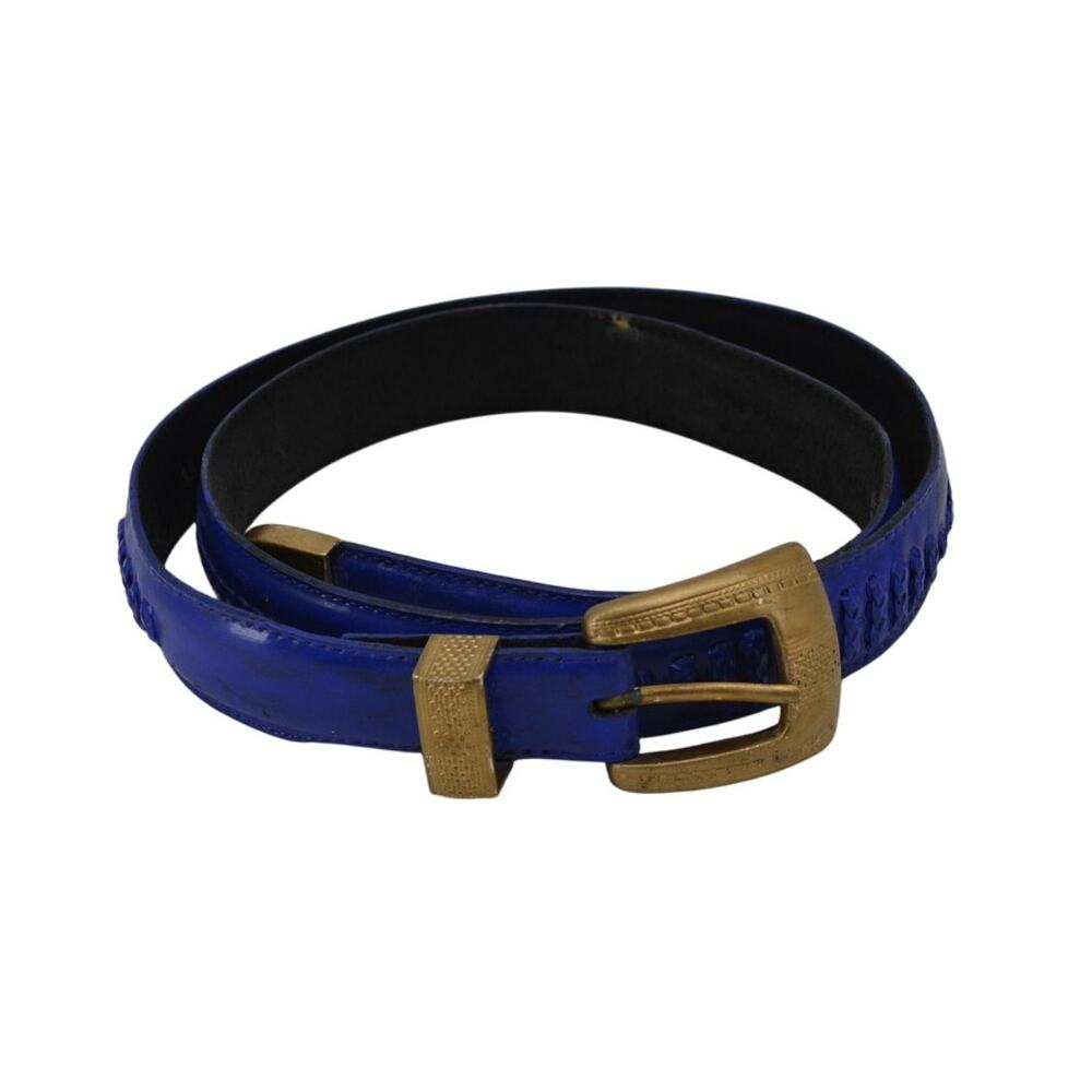 Onyx By Brighton Mens Size 38 Blue Belt Gold Buckle Western